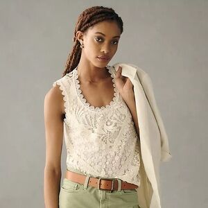 Anthropologie lace crochet tank